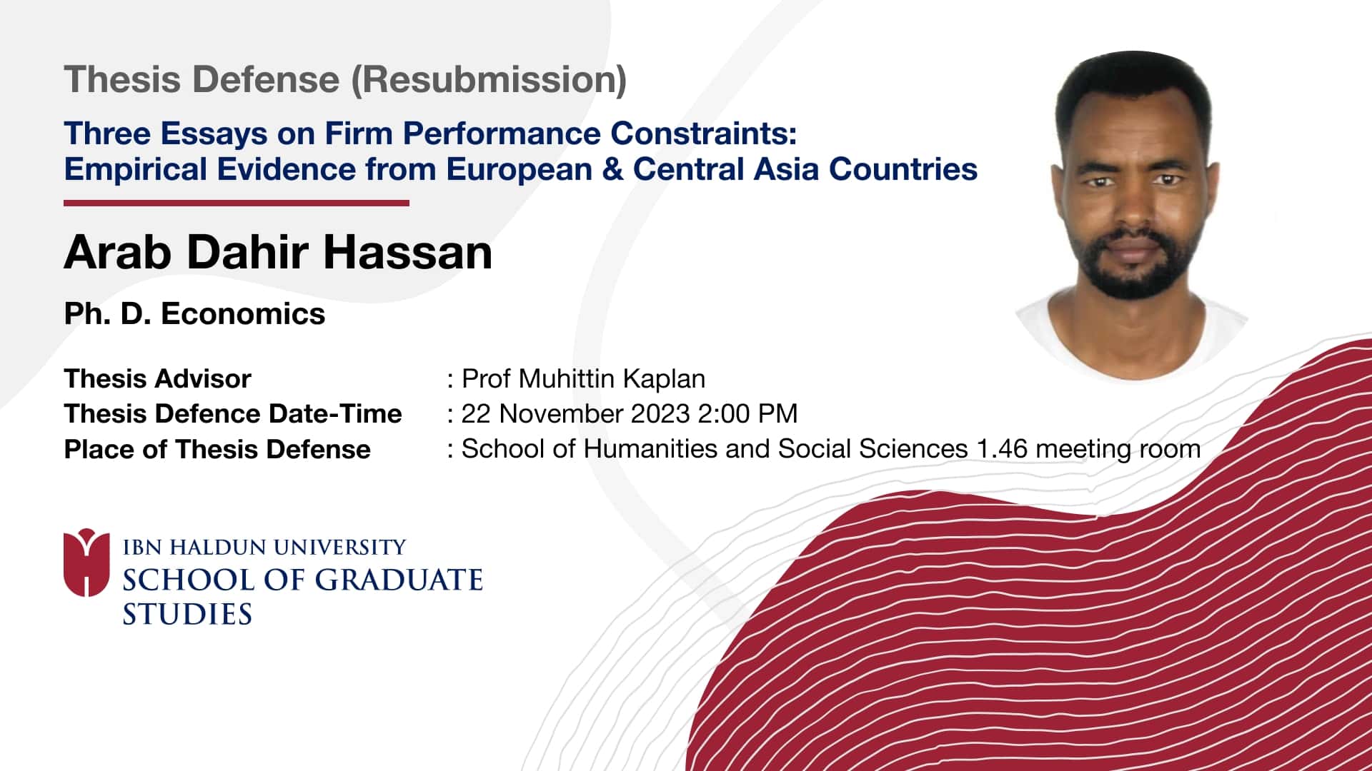 Arab Dahir Hassan's Thesis Defense (Resubmission)